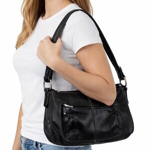 Tignanello Vintage Y2K Black Leather Hobo Shoulder Bag